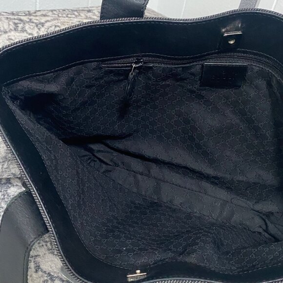 GUCCI Web Sherry Line Black Denim and Leather Trim  Tote Bag - Picture 9 of 9